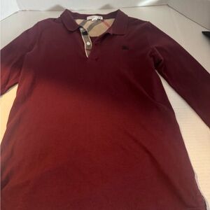 Authentic Burberry Kids Burgundy Polo Shirt Size 12Y